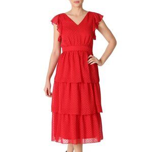 julia jordan Clip Dot Chiffon Midi Dress Size 12